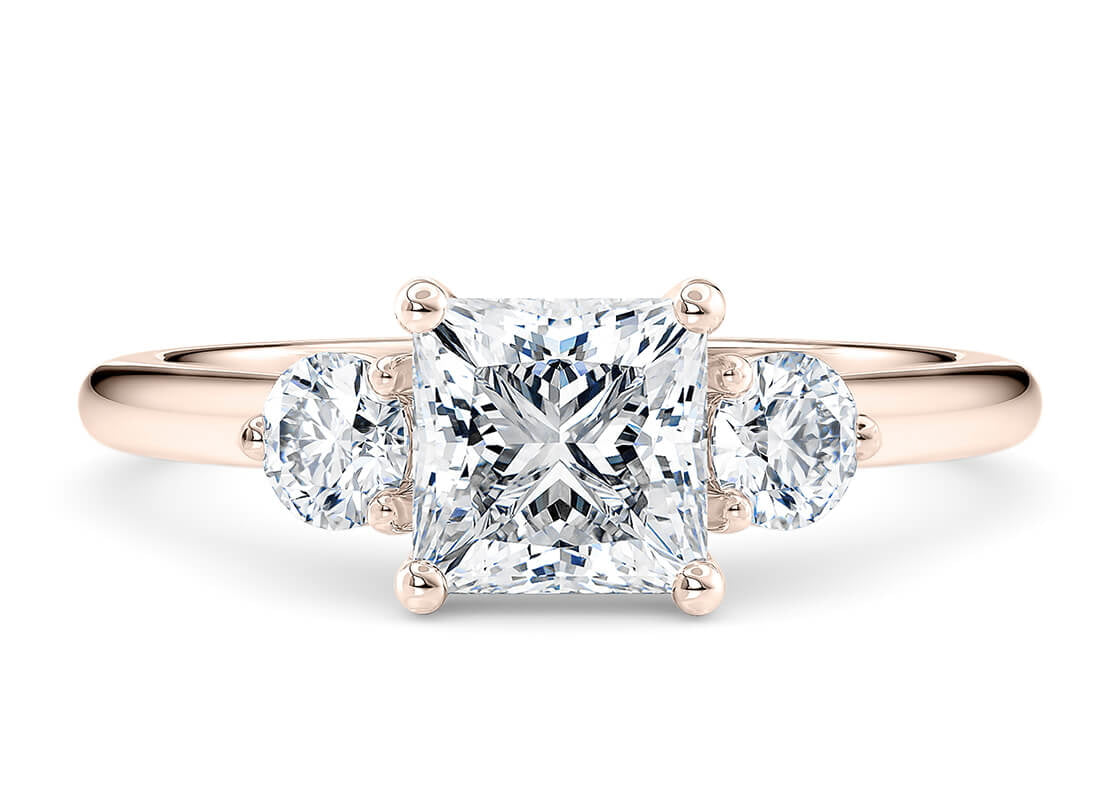 Valencia Trilogy Rose Gold 18k Princess Engagement Ring