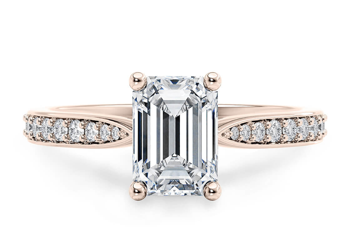 Victoria Diamond Band Rose Gold 18k Emerald Engagement Ring