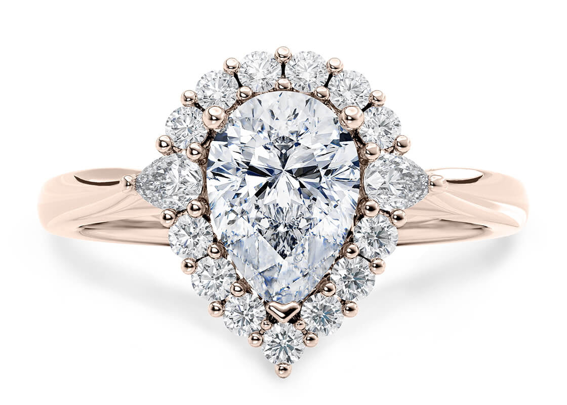 Hampstead Halo Rose Gold 18k Pear Engagement Ring