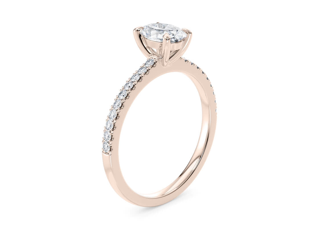 Aria Diamond Band Rose Gold 18k Oval Engagement Ring