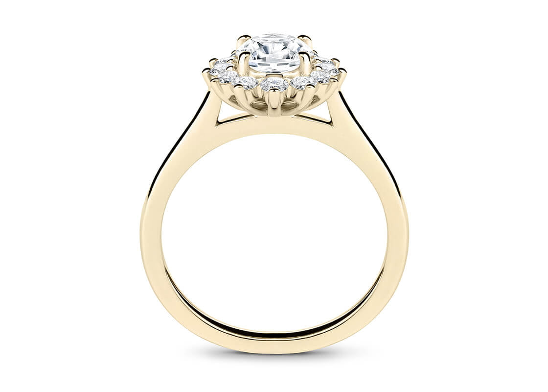 Edwardia Halo Yellow Gold 18k Oval Engagement Ring