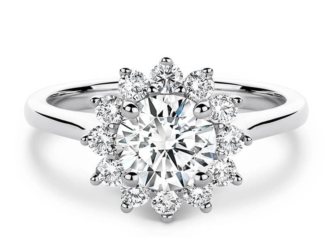 Edwardia Halo Platinum Round Engagement Ring