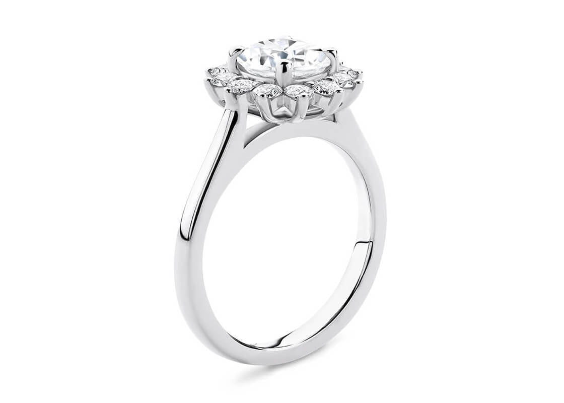 Edwardia Halo Platinum Round Engagement Ring