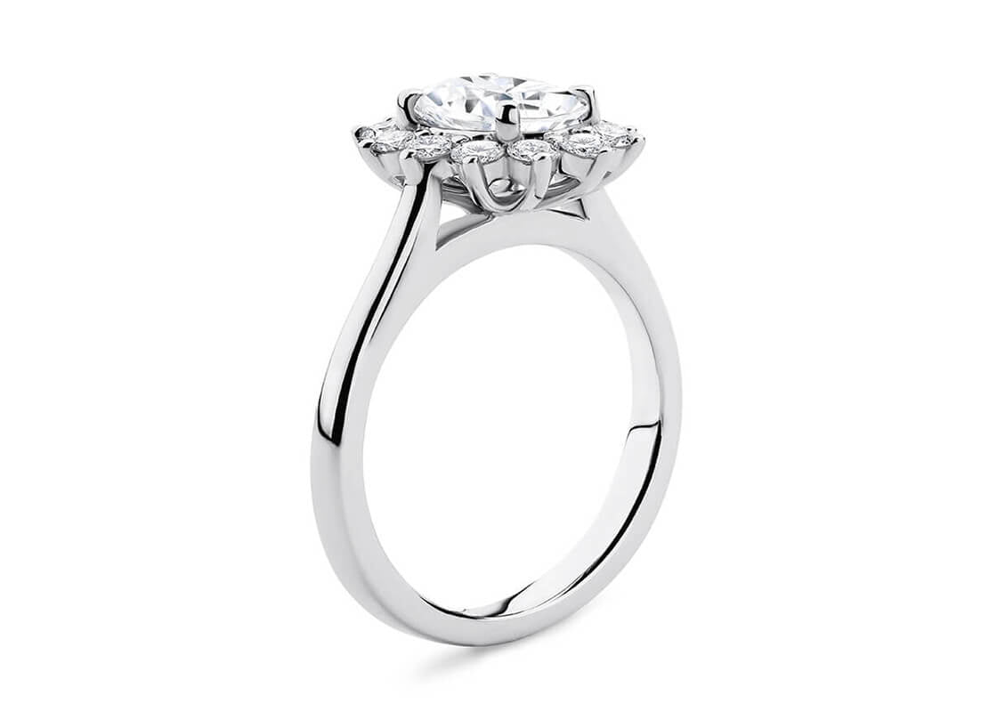 Edwardia Halo Platinum Oval Engagement Ring
