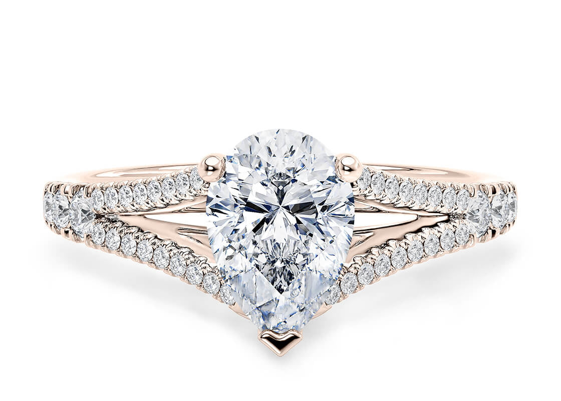 Oxford Diamond Band Rose Gold 18k Pear Engagement Ring