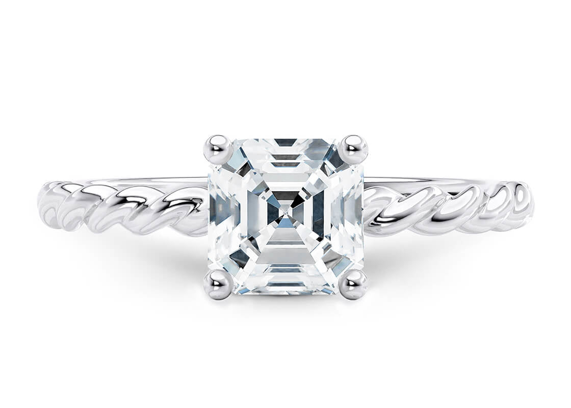 Ascot Solitaire Platinum Asscher Engagement Ring