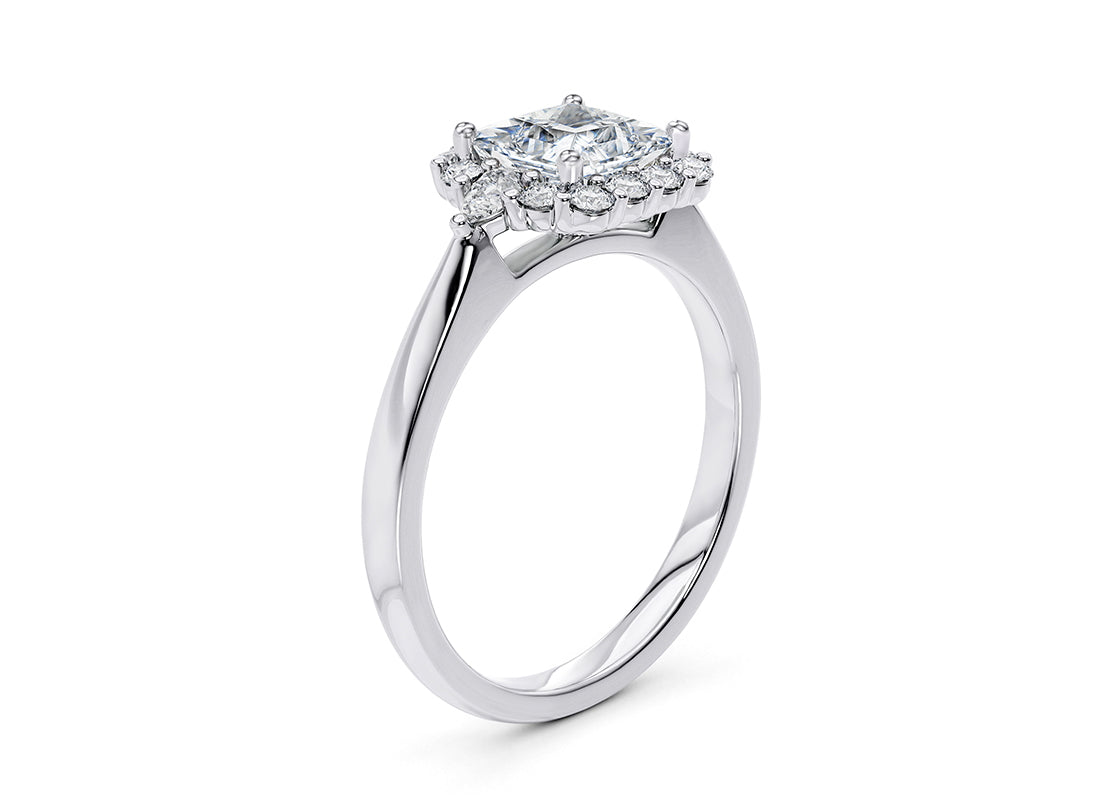 Hampstead Halo Platinum Princess Engagement Ring