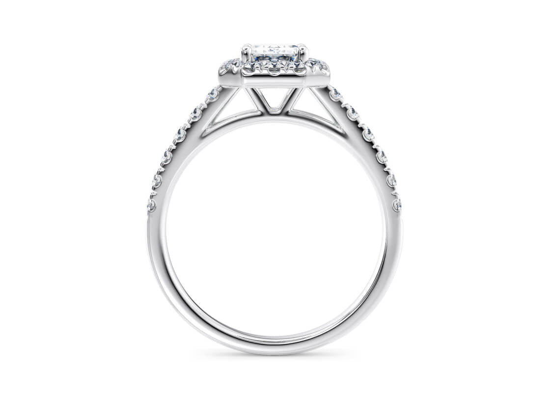Medici Halo Platinum Emerald Engagement Ring