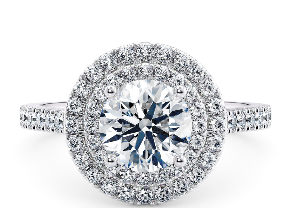 Empress Halo Platinum Round Engagement Ring