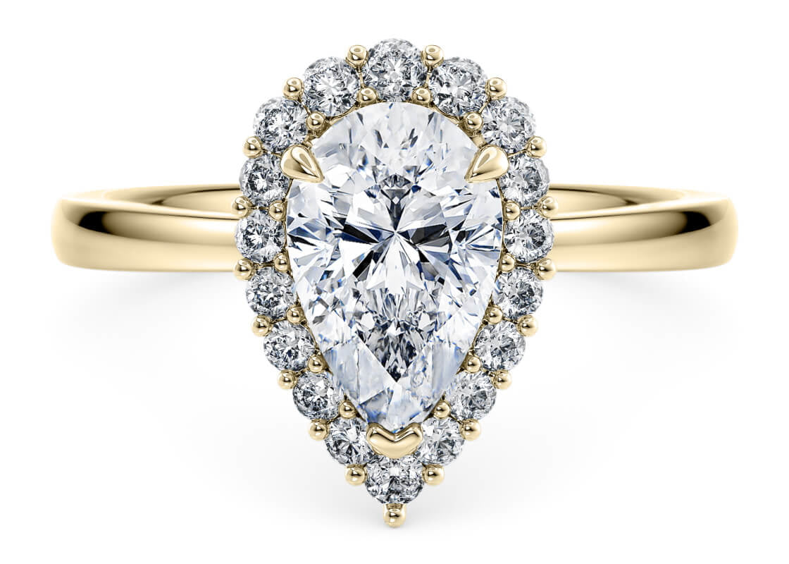 Esther Halo Yellow Gold 18k Pear Engagement Ring