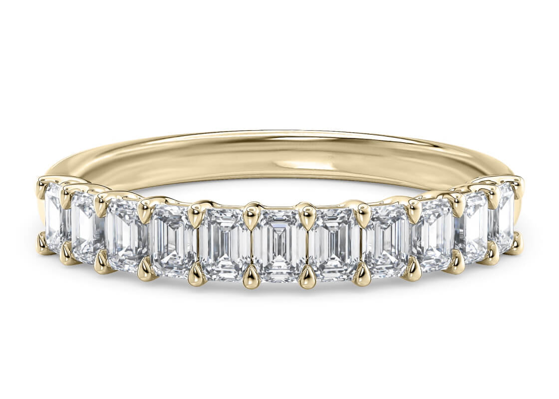 Regent Emerald Half Set Yellow Gold 18k Lab Grown Eternity Ring