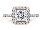 Isabella Halo Rose Gold 18k Princess Engagement Ring