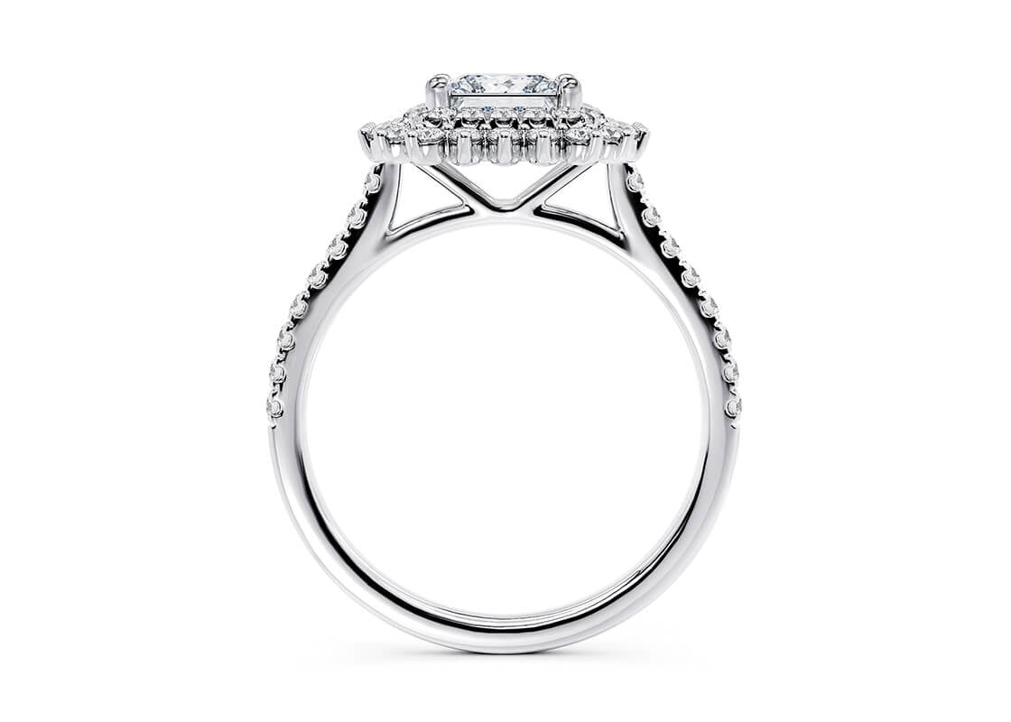 Berkeley Halo Platinum Princess Engagement Ring