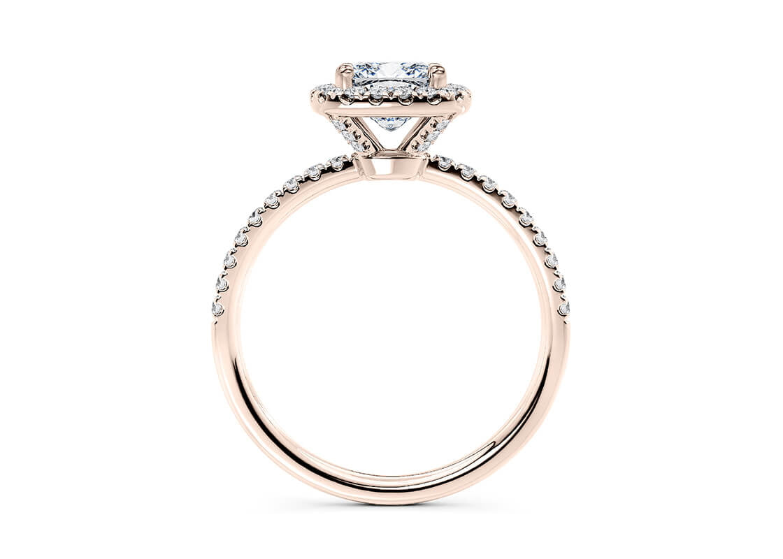 Isabella Halo Rose Gold 18k Cushion Engagement Ring