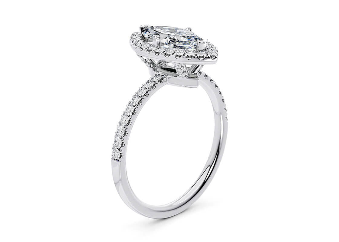 Isabella Halo Platinum Marquise Engagement Ring
