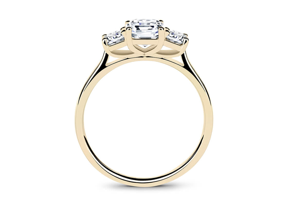 Roma Trilogy Yellow Gold 18k Asscher Engagement Ring