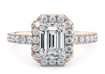 Medici Halo Rose Gold 18k Emerald Engagement Ring