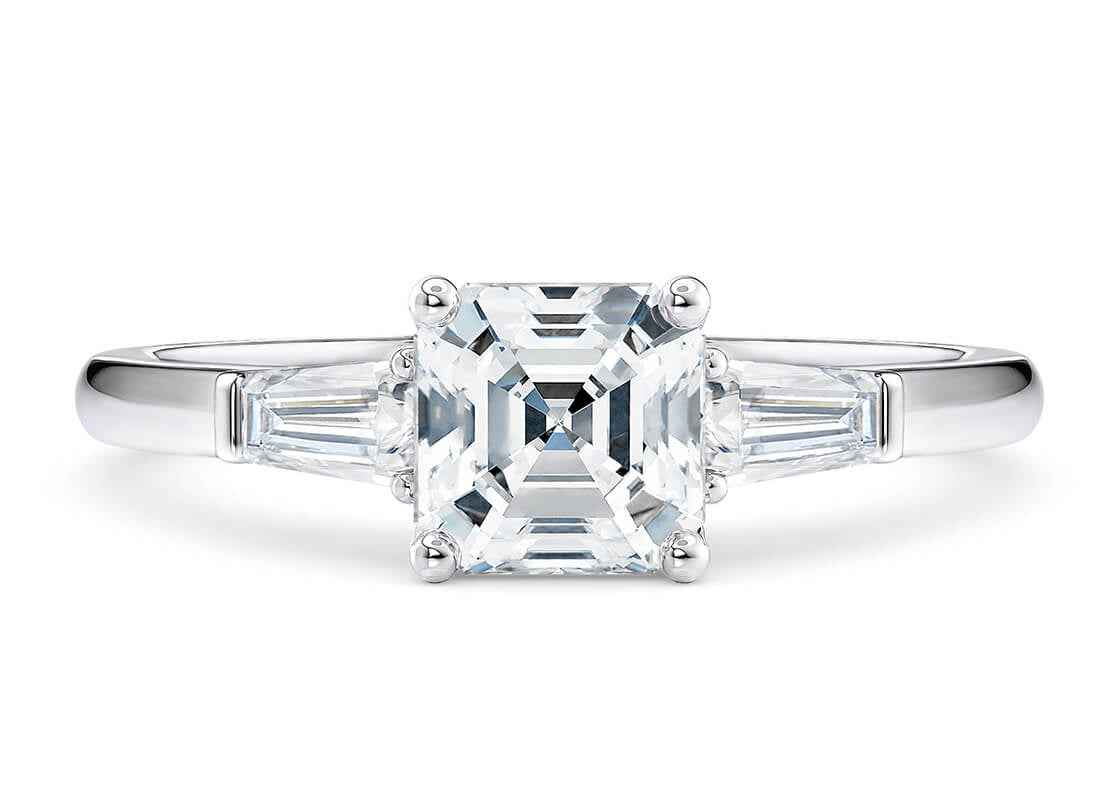 Alexandria Trilogy Platinum Asscher Engagement Ring