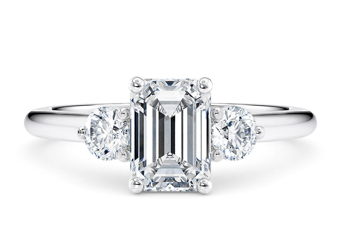 Valencia Trilogy Platinum Emerald Engagement Ring