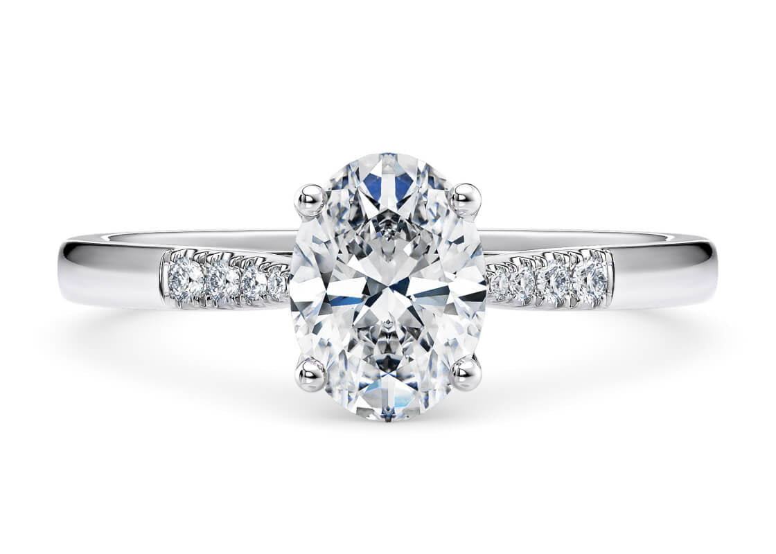 Thea Diamond Band Platinum Oval Engagement Ring