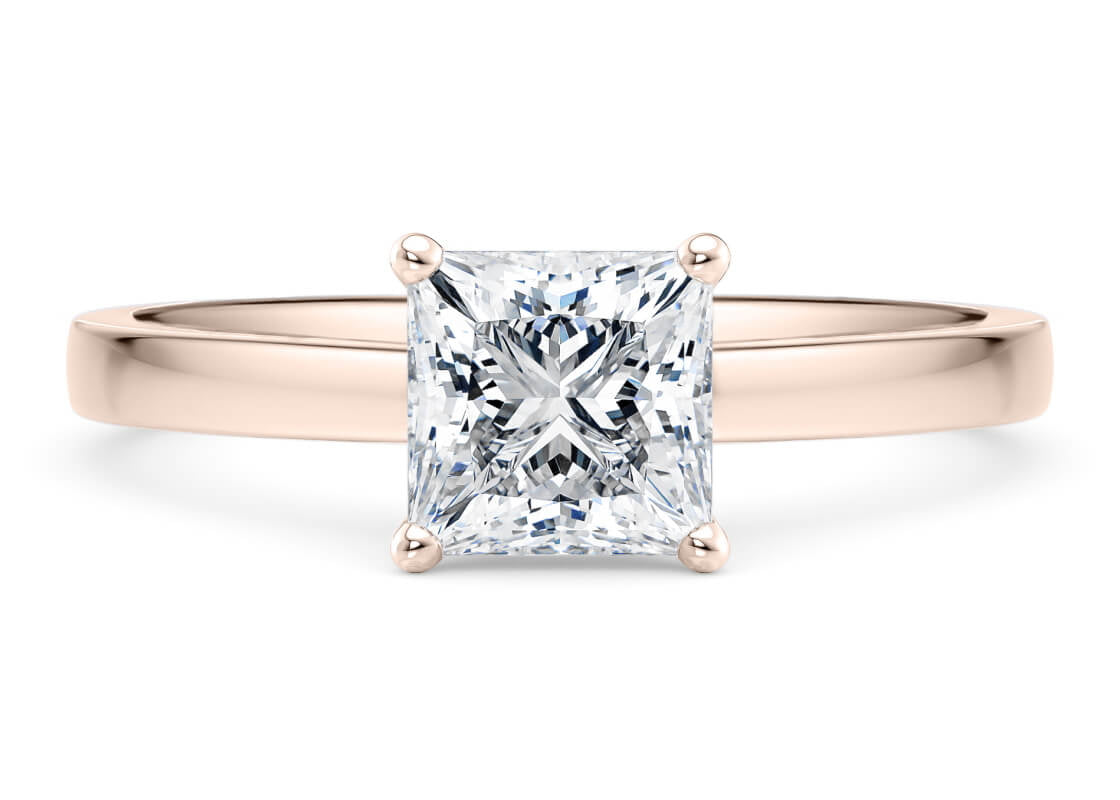 1477 Classic Solitaire Rose Gold 18k Princess Engagement Ring
