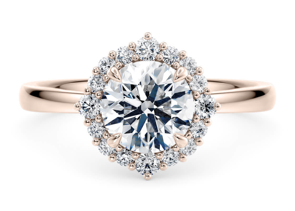 Esther Halo Rose Gold 18k Round Engagement Ring