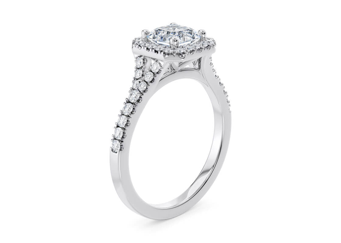 Battersea Halo Platinum Asscher Engagement Ring