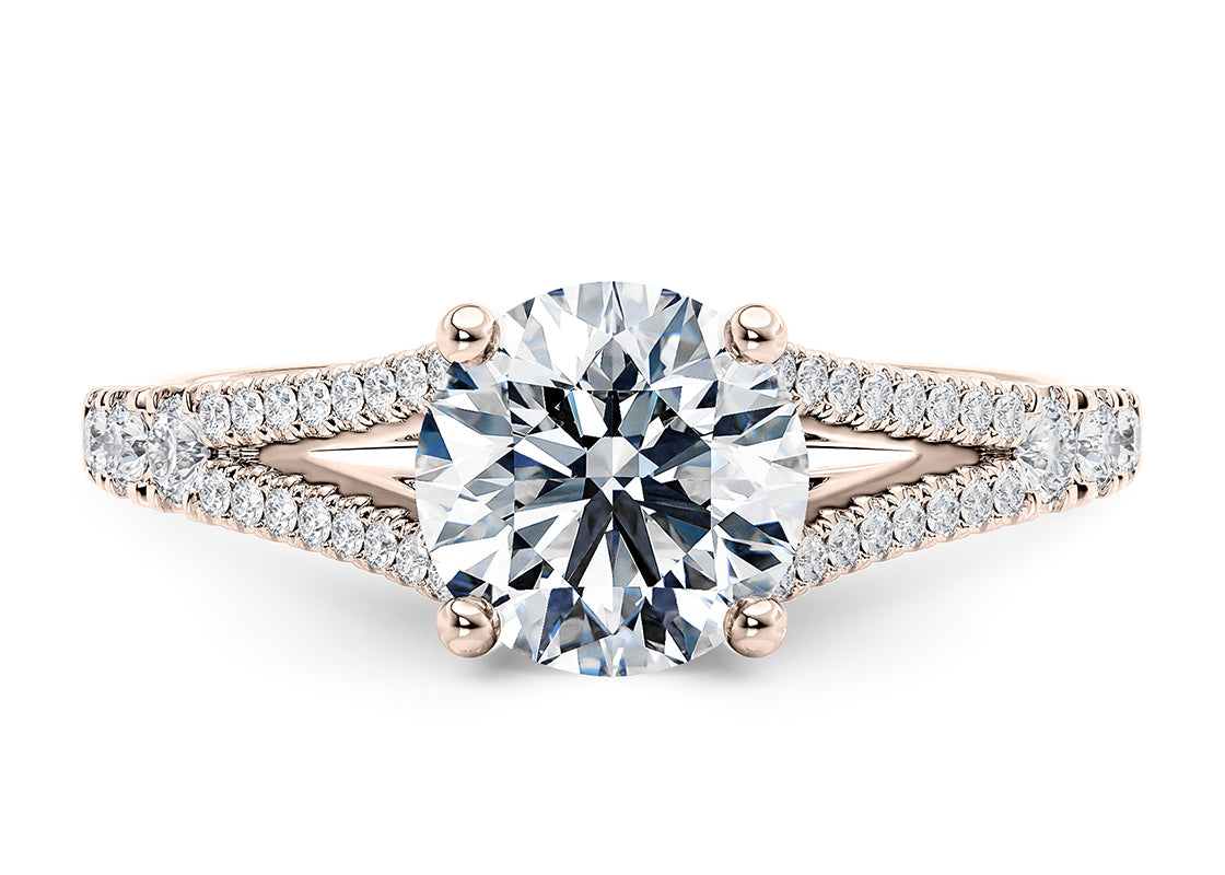 Oxford Diamond Band Rose Gold 18k Round Engagement Ring