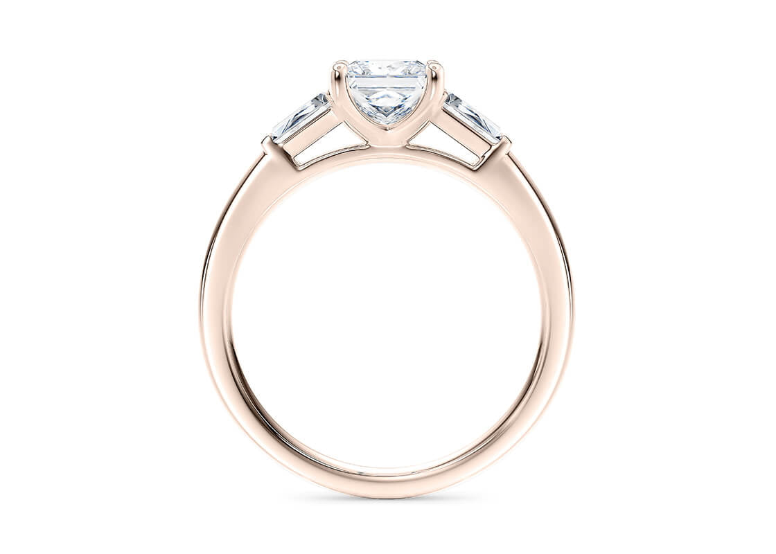 Alexandria Trilogy Rose Gold 18k Princess Engagement Ring