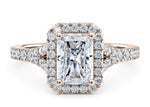 Battersea Halo Rose Gold 18k Radiant Engagement Ring