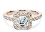 Zelda Halo Rose Gold 18k Asscher Engagement Ring