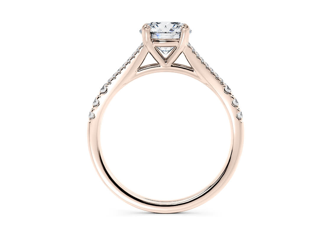 Oxford Diamond Band Rose Gold 18k Round Engagement Ring