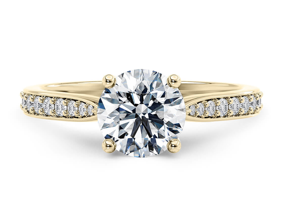 Victoria Diamond Band Yellow Gold 18k Round Engagement Ring