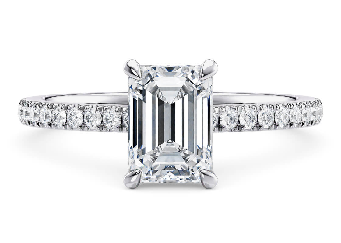 Aria Diamond Band White Gold 18k Emerald Engagement Ring