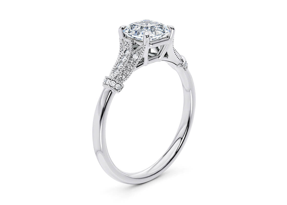 Jasmine Vintage Platinum Asscher Engagement Ring