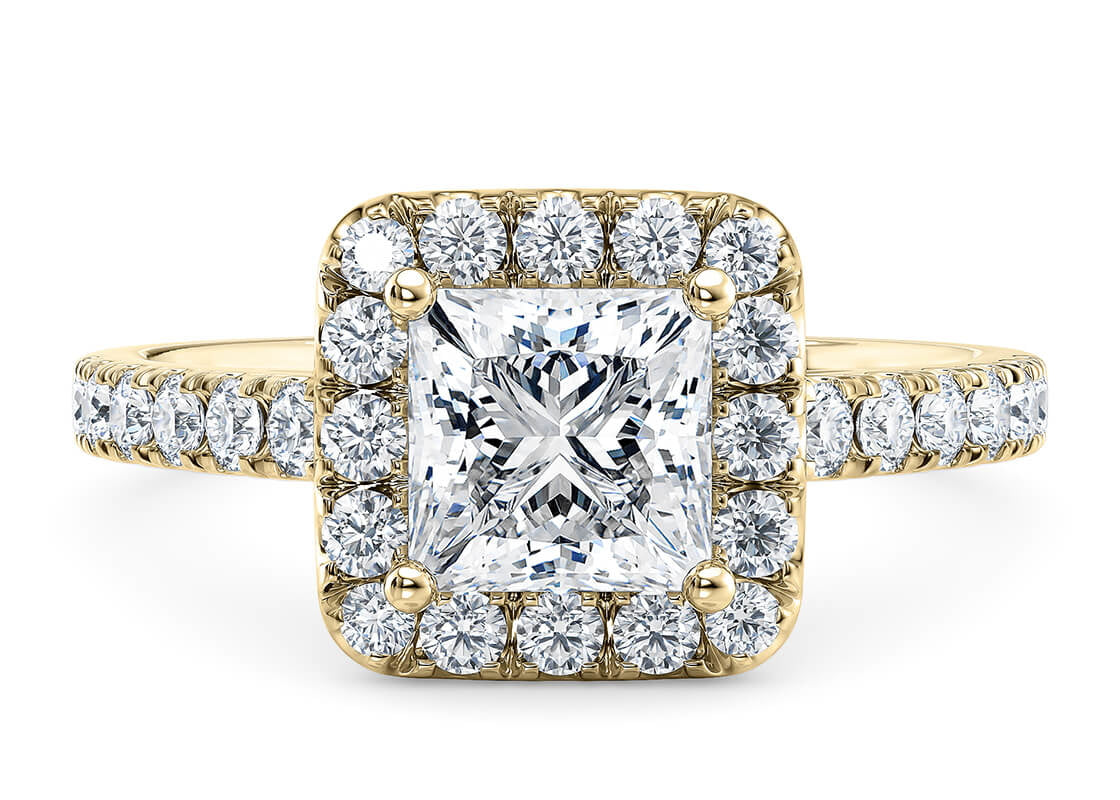 Medici Halo Yellow Gold 18k Princess Engagement Ring