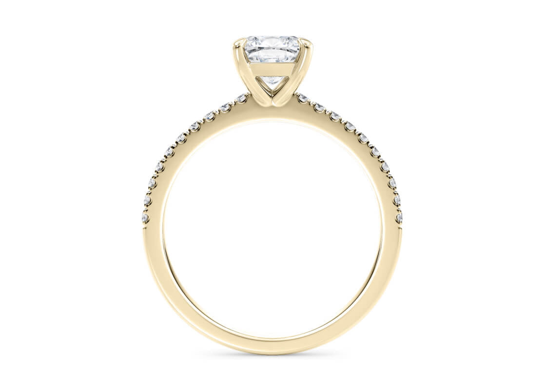 Aria Diamond Band Yellow Gold 18k Cushion Engagement Ring