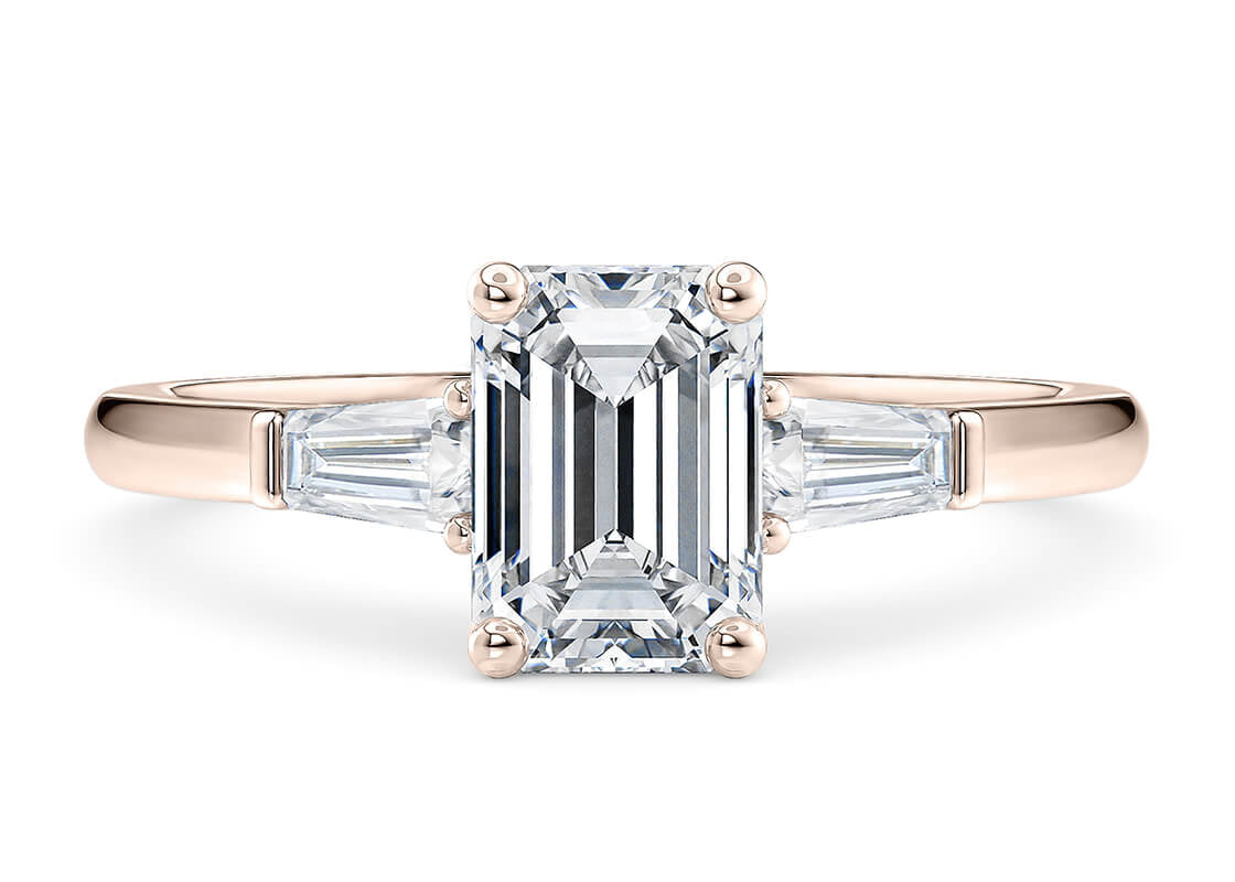Alexandria Trilogy Rose Gold 18k Emerald Engagement Ring