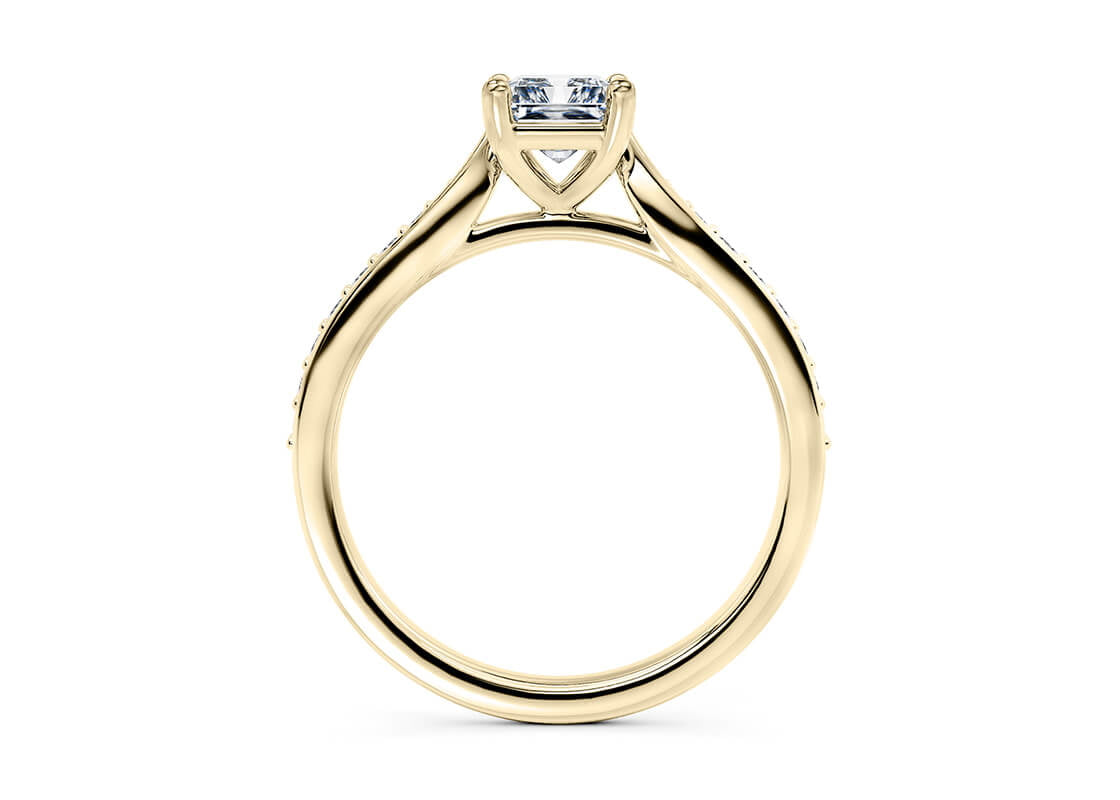 Victoria Diamond Band Yellow Gold 18k Radiant Engagement Ring