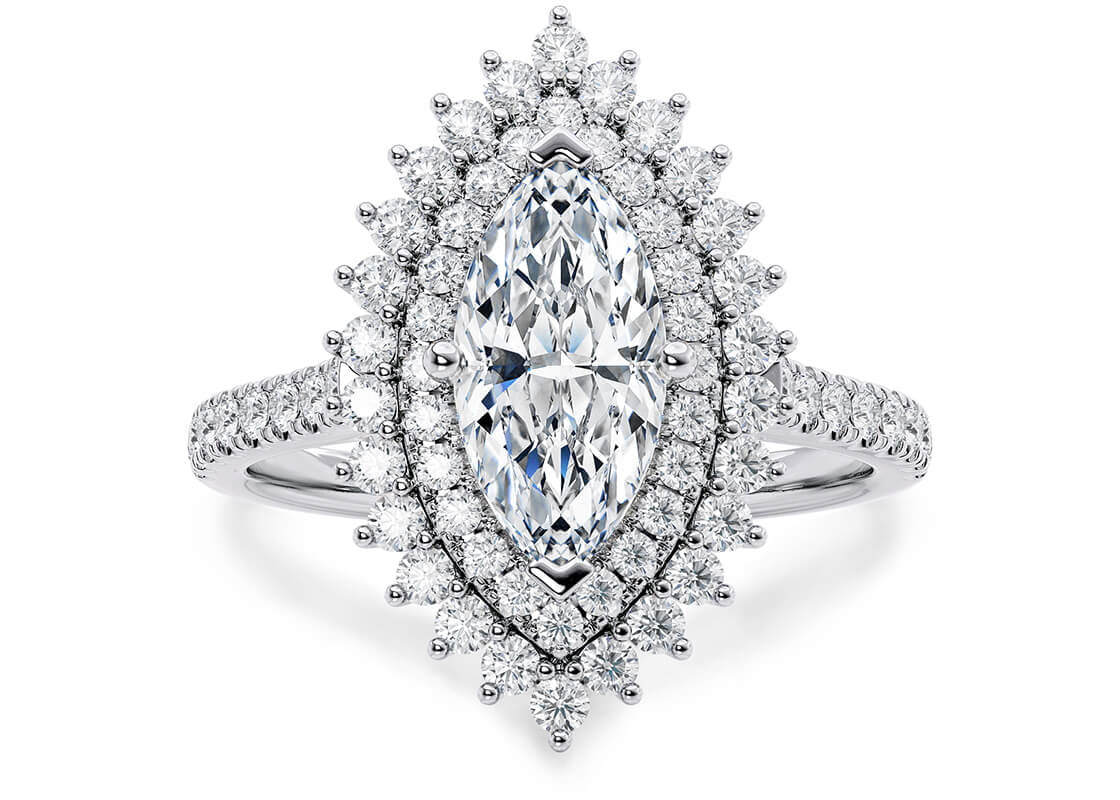 Berkeley Halo Platinum Marquise Engagement Ring