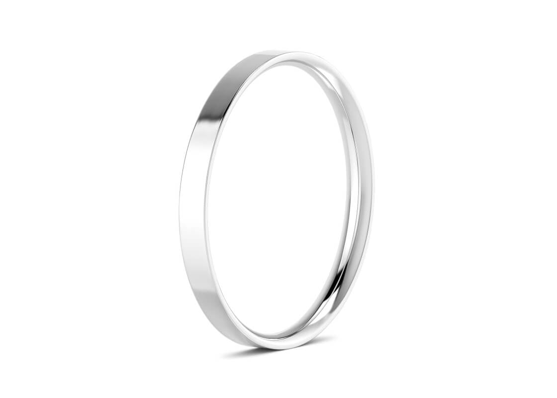 Flat Court White Gold 18k Wedding Band