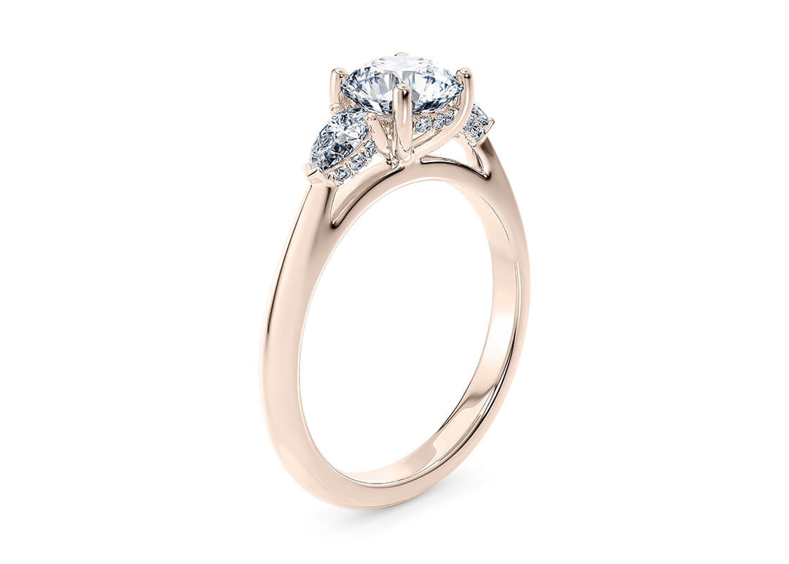 Florence Trilogy Rose Gold 18k Round Engagement Ring