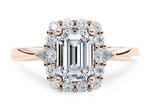 Hampstead Halo Rose Gold 18k Emerald Engagement Ring