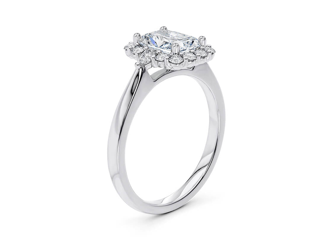 Hampstead Halo Platinum Radiant Engagement Ring