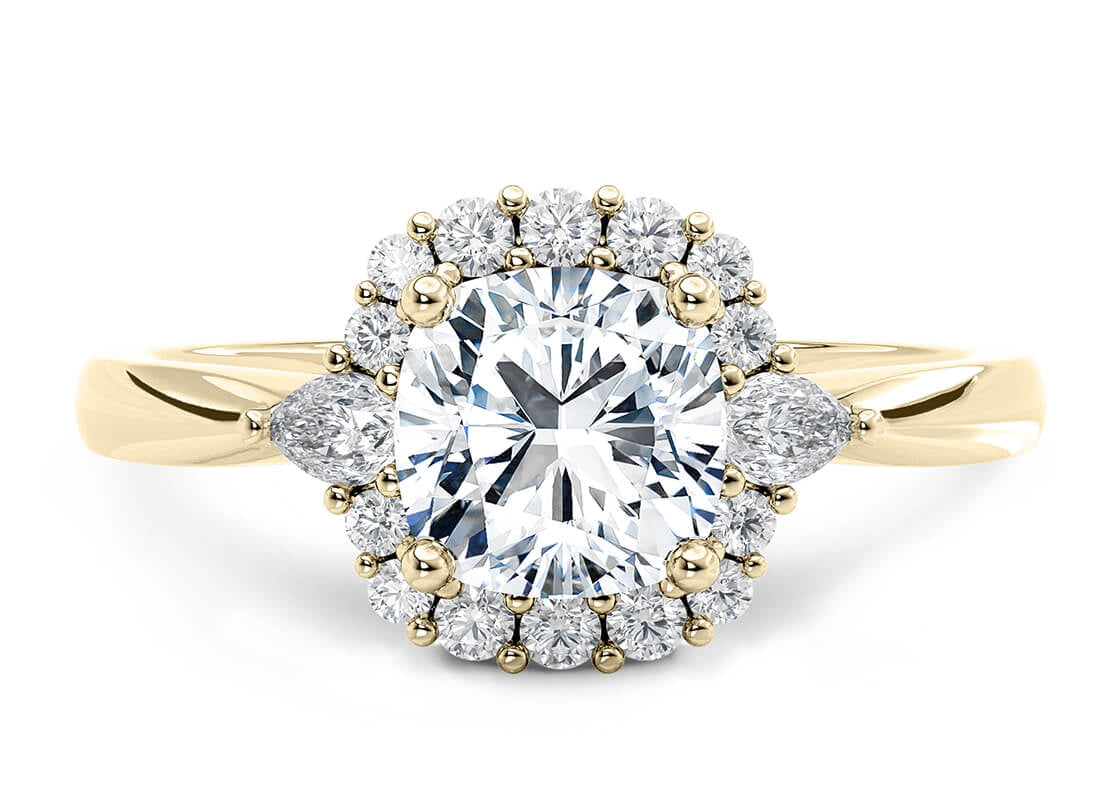 Hampstead Halo Yellow Gold 18k Cushion Engagement Ring