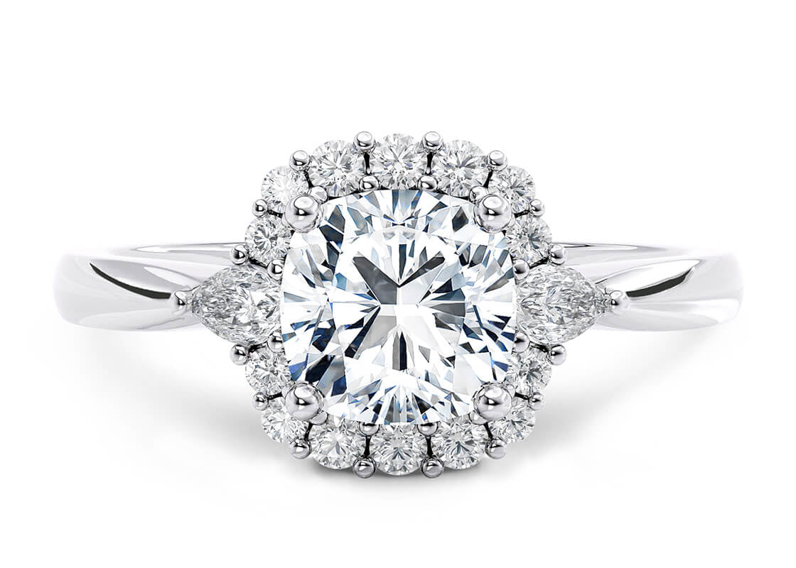 Hampstead Halo Platinum Cushion Engagement Ring