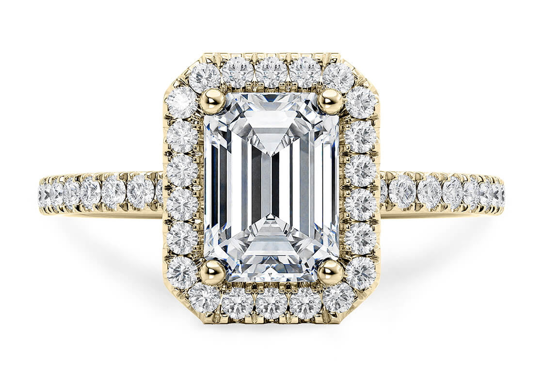 Isabella Halo Yellow Gold 18k Emerald Engagement Ring