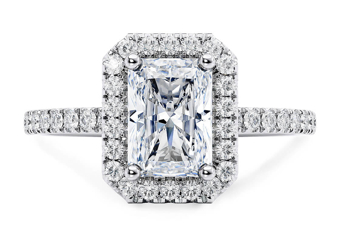 Isabella Halo Platinum Radiant Engagement Ring