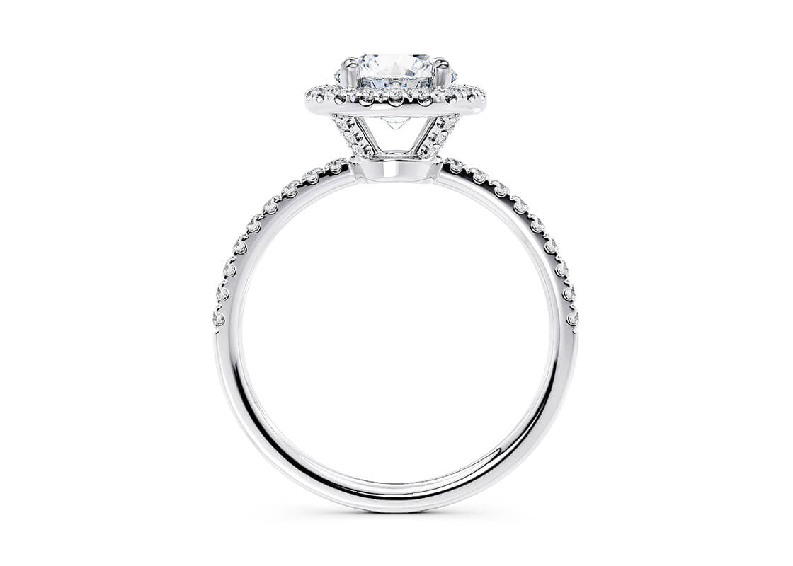 Isabella Halo Platinum Round Engagement Ring