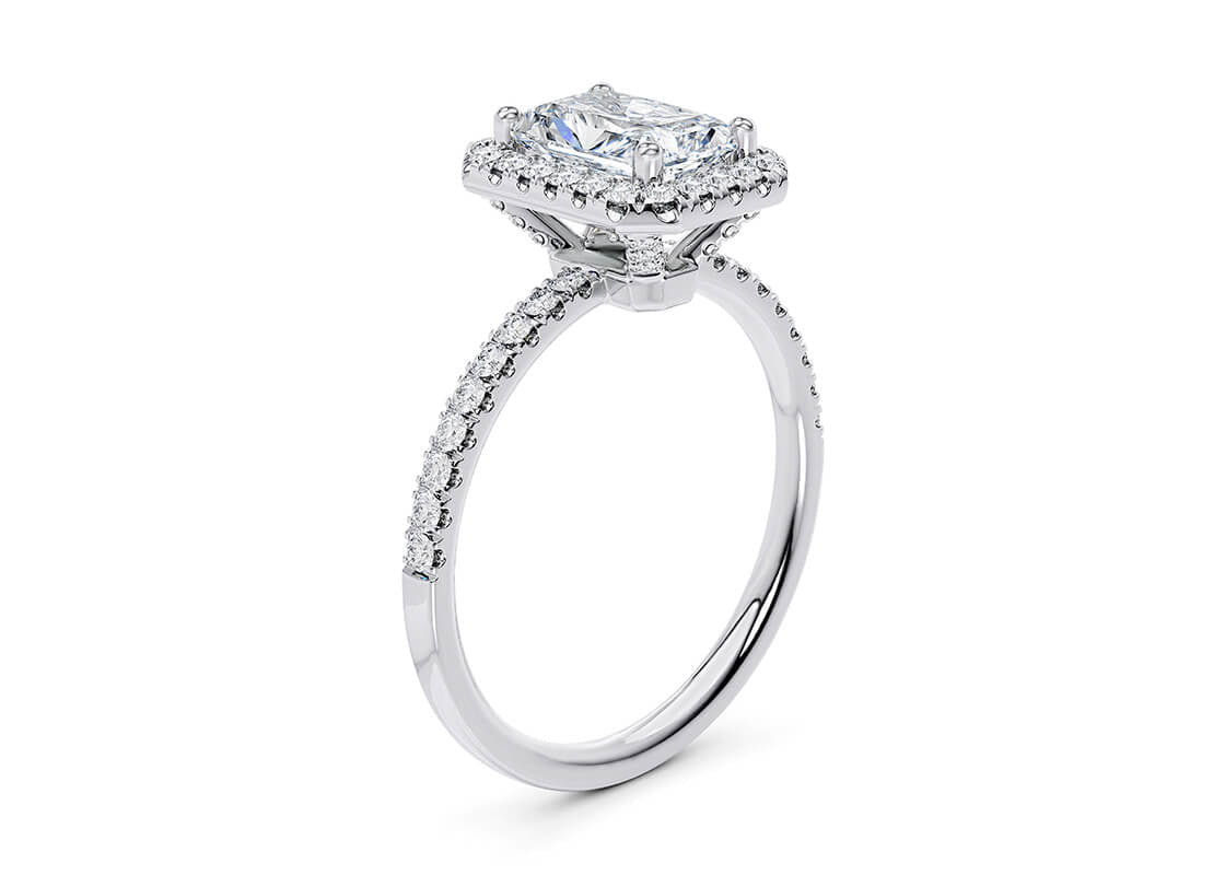 Isabella Halo Platinum Radiant Engagement Ring